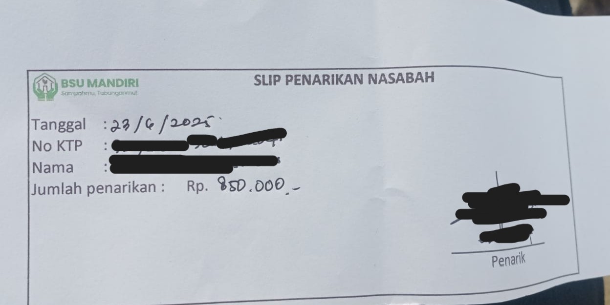 Slip Juni penarikan bank sampah sukabumi